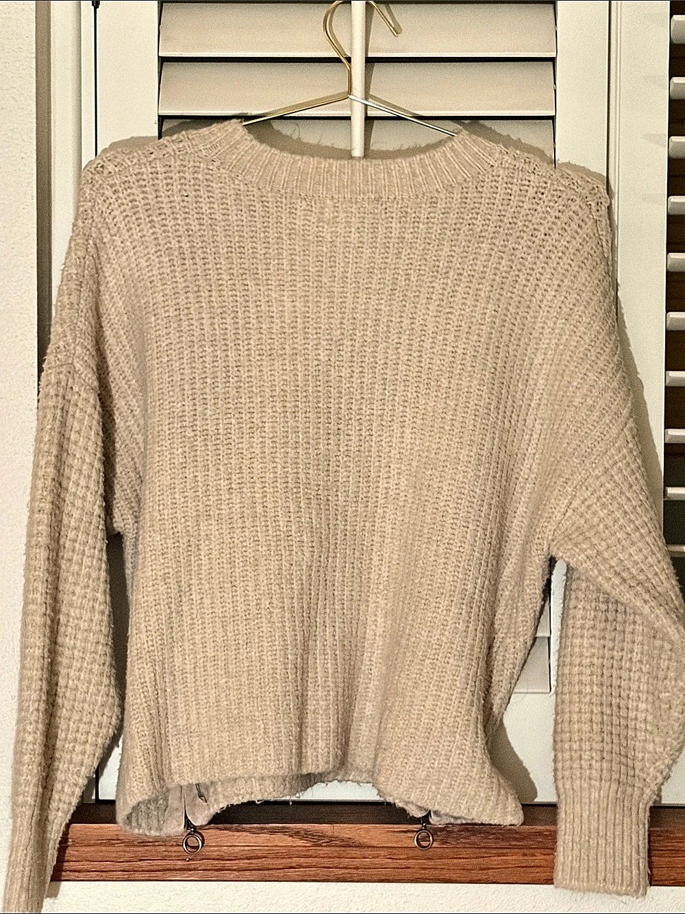 Topshop Beige Knit Crewneck Sweater Size Medium
